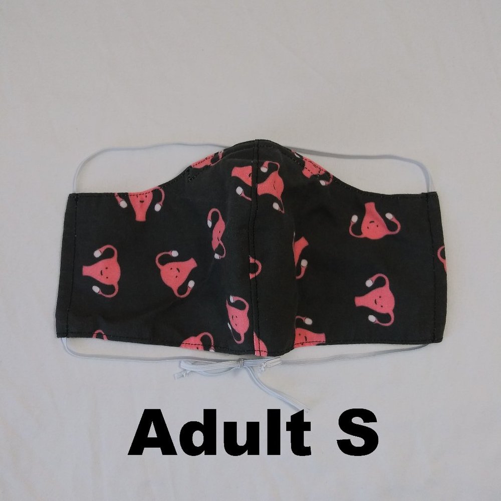 SECONDS Adult S homemade mask w/ pocket - uterus